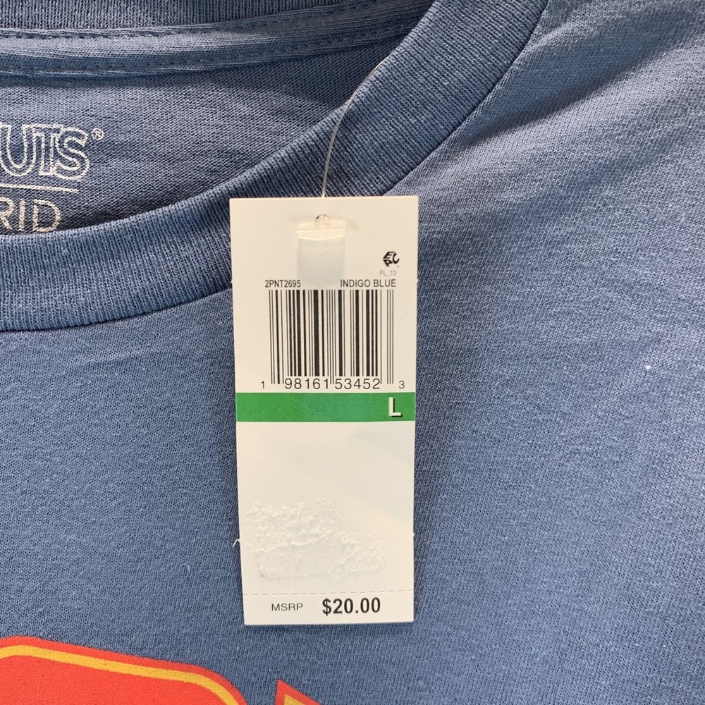 Peanuts Hybrid Men's T Shirt L Snoopy J Cool LIke That Graphic Print Tee Blue - Picture 4 of 9
